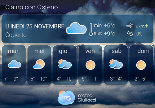 Previsioni Meteo Claino con Osteno